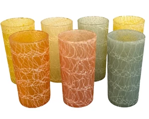 Set 7 Vintage MCM Spaghetti String Shat-R-Pruf Highball Cocktail Bar Glasses - Picture 1 of 6