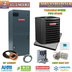 Goodman 2 Ton 17.5 SEER2 AC Split System Two Stage Variable Speed + Install Kit - Picture 1 of 7