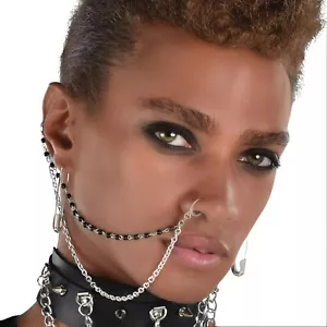 Safety Pin Earrings And Nose Chain Kit Costume Jewelry Accessory New on Card - Picture 1 of 10