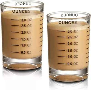 2 Pack Shot Glass Measuring Cup 3 Ounce Heavy Base Jigger Espresso Shot Glass - Picture 1 of 6