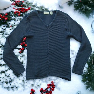 St. John's Bay sweater /teen junior/ Large long sleeves cotton knit/black color - Picture 1 of 4