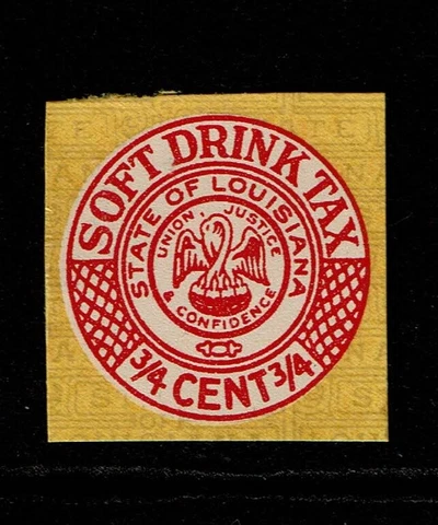 Louisiana 3/4 Cent Red Soft Drink Tax Stamp (Thick Card) - No Gum - S14106 Cover