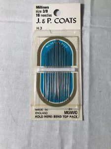 Vintage J.& P. Coats (Milward) 3/9 Milliners Needles (16 Pack) - Picture 1 of 5