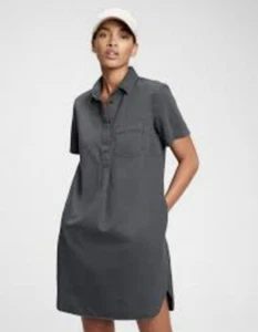 NWT Gap Women's Denim Shirt Dress XXL Popover Buttons Pockets Dark Gray New N78 - Picture 1 of 7