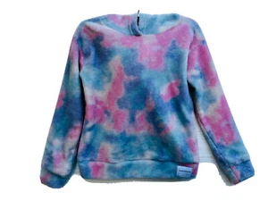 Calvin Klein Girls Blue Pink & White Fleece Tie Dye Hoodie Size 7/6 - Picture 1 of 5