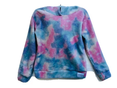 Sudadera con capucha tie dye polar azul rosa y blanco de Calvin Klein para niñas talla 7/6 Foto 1 de 4