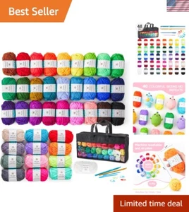 1400 Yards of 40 Color Acrylic Yarn Kit with Accessories - Ideal for Beginners - Picture 1 of 10
