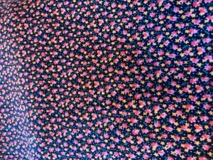 500111 Black Fabric with Pink and Yellow Print - 1 1/2 Yds. x 42" Wide - Picture 1 of 3