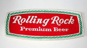 Vintage großer Rolling Rock Bier Brauen Händler Jacke Aufnäher 1960er Neu aus altem Lagerbestand neu 9"x4" - Bild 1 von 1
