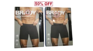 Brady Mens Boxer Briefs 2 Pair Underwear Breeze Tech Large Black Brand New - Picture 1 of 3