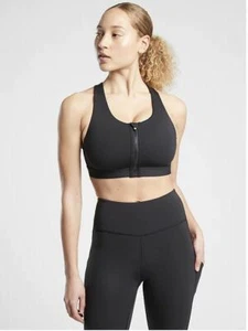 Athleta NWT Women's Ultimate Zip Front Bra D-DD Size Med Color Black - Picture 1 of 3