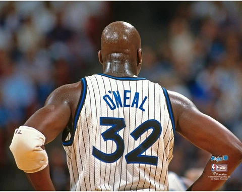 Shaquille O'Neal Orlando Magic Unsigned White Jersey Reverse Close Up Photograph Cover