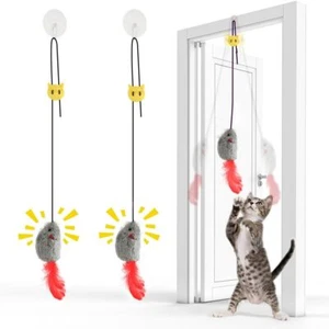 Self Play Cat Toys,2 Pack Door Hanging Cat Mouse Toy with Squeaky Sound,No Ba... - Picture 1 of 2