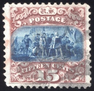 U.S. (Scott 118) 15¢ Brown & Blue Ty. I, Red Cancel, 2024 PSE CERT, Choice! - Picture 1 of 3