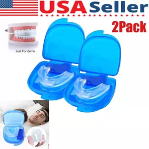 2Pcs Stop Snoring Mouthpiece Apnea Sleep Aid Anti Snore Bruxism Grind MouthGuard - Picture 1 of 12