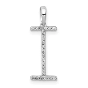14K White Gold Diamond Letter I Initial Pendant L-19.54mm, W-7.39mm Mother Gift - Picture 1 of 6