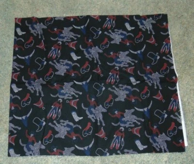Fabric Remnant Blank Textiles 1 Yard 44 Wide Black White Red Western Pattern - Image 1 of 2