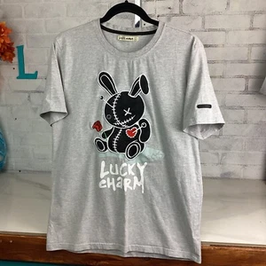 BKYS Herren T-Shirt Glücksbringer Voodoo Hase bestickt grau, S - Bild 1 von 12