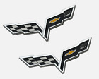 Car Hood Rear Badge Emblem Crossed Flags Black For Chevy C6 Corvette 2005-13