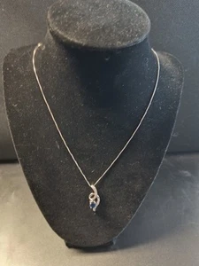 Collana Infinity Designer Argento Sterling 925 Zaffiro Blu Topazio Bianco Accento - Foto 1 di 5