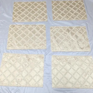 Set Of 6 Shimmer Gold Dual Sided Fabric Placemats 16.5" X 12" Holiday Christmas - Picture 1 of 6