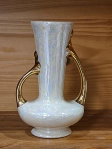 Pearl China Company vaso lustro manici oro altezza 7,25" - Foto 1 di 5