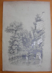 Mortain dessin original de l’écluse. Normandie. 1874 - Picture 1 of 1