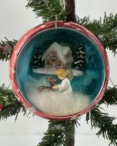 1675/25 1x alter Christbaumschmuck Weihnachtsschmuck Hohlkugel Diorama Motiv - Picture 1 of 5