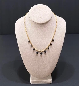 Gargantilla collar Premier Designs PD de colección tono dorado cuentas negras graduadas 18 pulgadas - Imagen 1 de 8