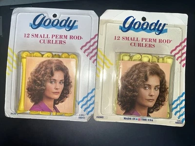 VTG 1991 GOODY Lot / 2 Packages (24) Yellow Plastic Perm Rods For Firm Curls NIP - Image 1 of 4