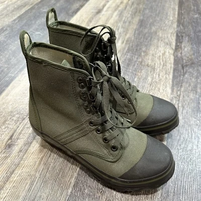 Cabelas Boots Womens 6M Cordura Lug Wade Steel Shank Lace Up Combat Green Canvas - Image 1 of 4