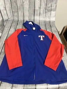 NWT Men’s Nike Texas Rangers Dugout Jacket XXL Blue Red Full Zip 2X - Picture 1 of 8