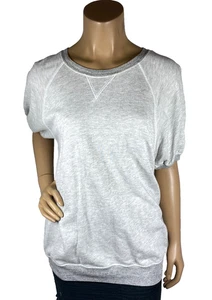 The Great Short Puffy Sleeve Sweatshirt Gray Size 2 Medium Cotton Blend - Picture 1 of 10