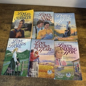 June Masters Bacher complete set 6 Pioneer Romance I Christian Paperback Books - Foto 1 di 2