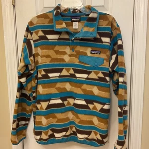 Patagonia Synchilla Snap T Fleece Pullover M Aztec Guamanian Tango Bear Brown - Picture 1 of 13