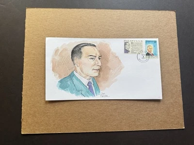 Philippines 1991 Event Cover +1st President Quezon #1355-56 +Hand-Paint Cachet B - Image 1 of 2