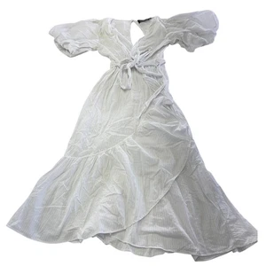 Vestido Rosa Visón Mujer X Pequeño Blanco Jessey Envolvente Midi Espalda Abierta Algodón - Imagen 1 de 9