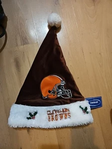 Sombrero de Papá Noel de Colección Cleveland Browns Coleccionables para Siempre Nuevo Stock Antiguo Fútbol - Imagen 1 de 3