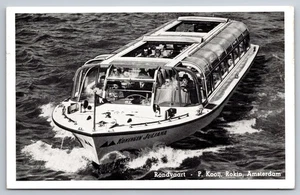 Postcard Boat Canal Cruise Advertisement P Kooij Amsterdam Netherlands 1957 - Picture 1 of 2