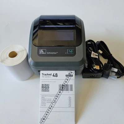 Zebra GX420d  WIFI LAN USB Thermal Label Printer Cutter PSU Cables 4x6  49 - Image 1 of 4