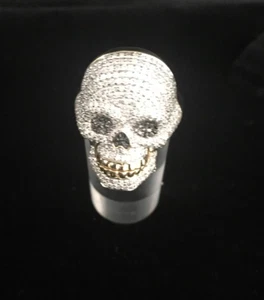 Diamond Skull Ring approximately 2.5 Carat T.W. 14K Yellow Gold - Picture 1 of 5