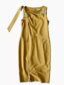 Calvin Klein Women Gold Dress Sleeveless Knee Length Size 10 B6 - Picture 1 of 5