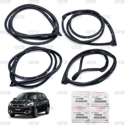 Set 4 Door Rubber Seal Weatherstrip Fits Mitsubishi Mirage Space Star 2012 2018 - Image 1 of 4