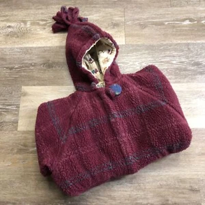 BOO Full Zip Up Long Sleeve Red Plaid Hooded Fleece Jacket Girl's Size Medium - Picture 1 of 9
