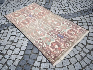 Vintage Tribal Rug 42'' x 77'' Muted Dye Wool Rug Hand-knotted Rug Afghan Rug - Picture 1 of 12