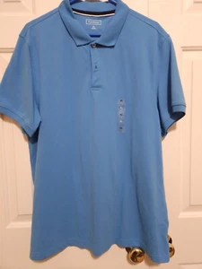 CLUB ROOM Men's SIZE XL S Sleeve 2 Button PIQUE POLO BLUE Cotton Blend NWT - Picture 1 of 3