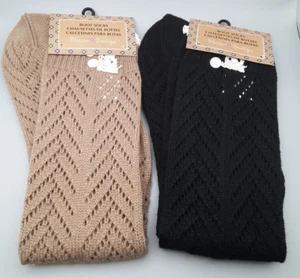2 Blossom Boutique Evergreen Socks Ruffle Boot Socks Tan, Black Retail $44 - Picture 1 of 10
