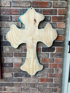 Unfinished Wood Rustic Wooden Cross-Large - Picture 1 of 2