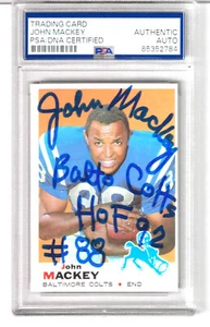 JOHN MACKEY PSA DNA SIGNED 1969 TOPPS CARD AUTOGRAPH HALL OF FAME COLTS - Picture 1 of 2