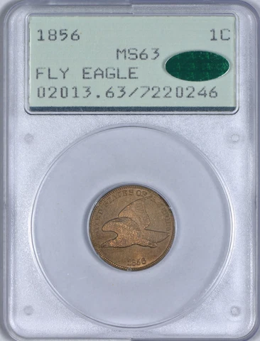 1856 Flying Eagle Cent PCGS MS63 - CAC Approved - ORH - Rare - Very Nice Cover